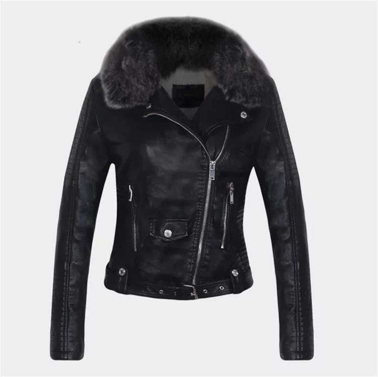 shanshi leather jacket women Women's autumn and winter new detachable fur collar motorcycle PU leather jacket for women
