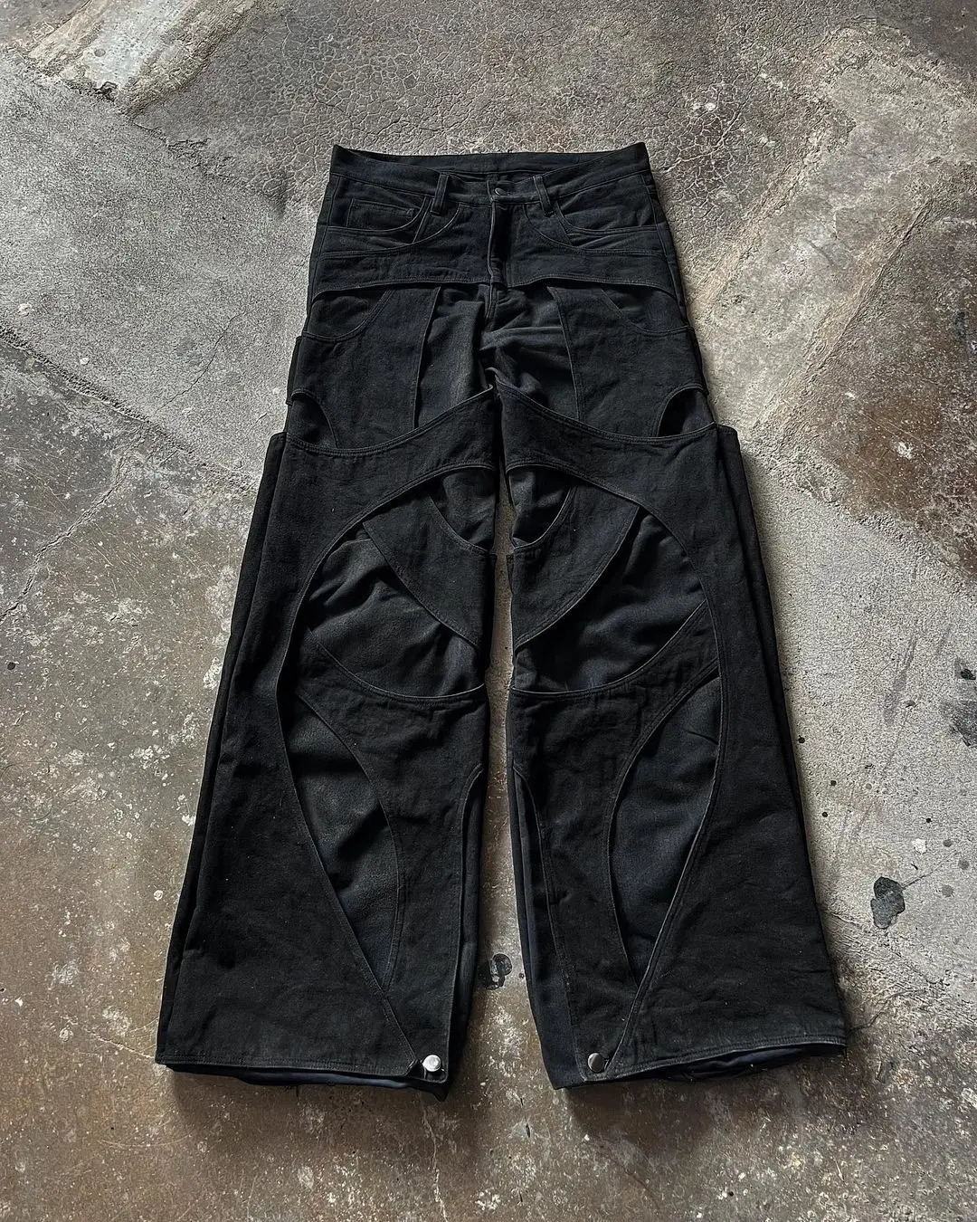 Harajuku Gothic Black Patchwork Ripped Baggy Jeans Oversized Wide Leg Straight Y2k Mens Punk Rock Denim Pants Streetwear 241111