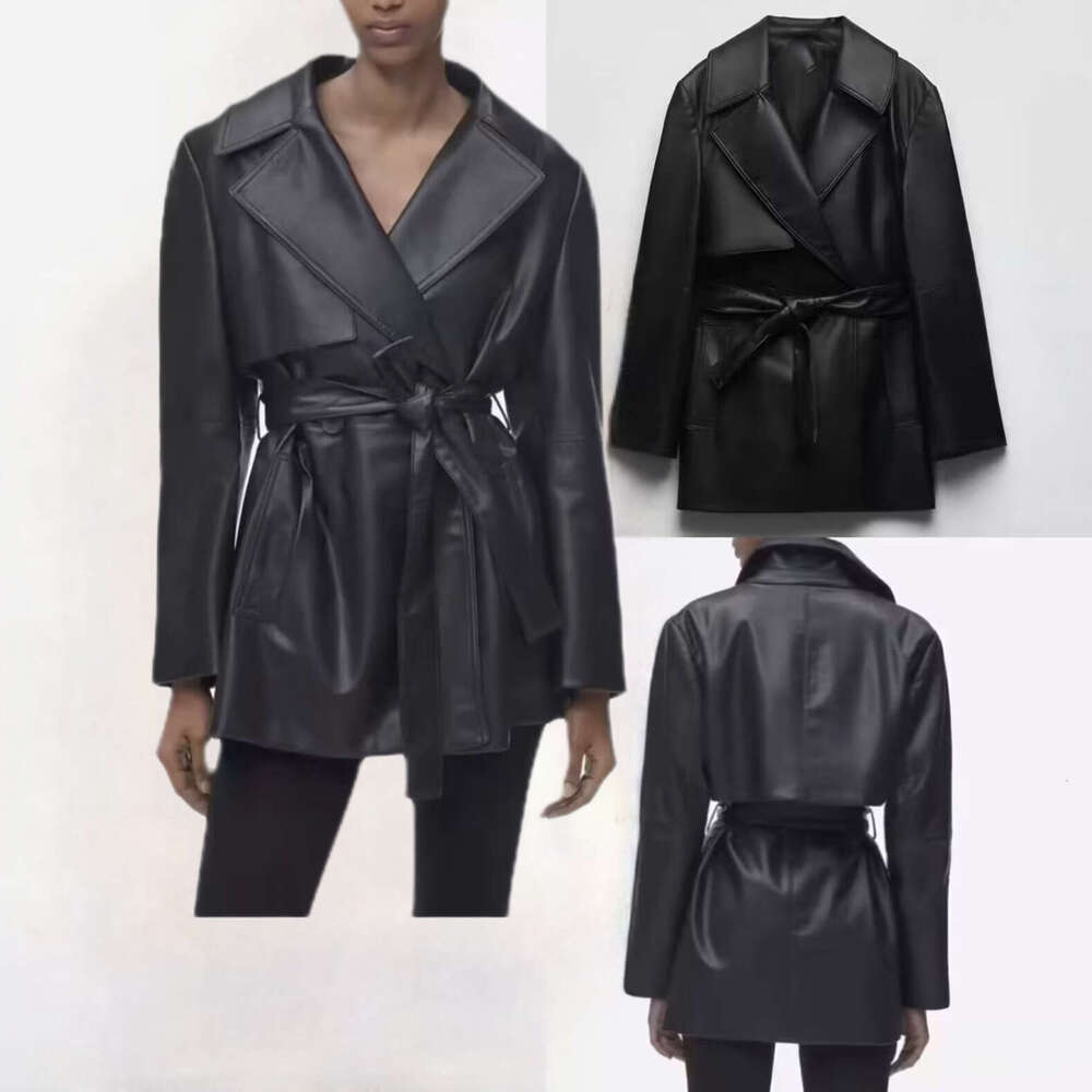 shanshi leather jacket women Women's clothing Fashionable motorcycle style lapel faux leather jacket