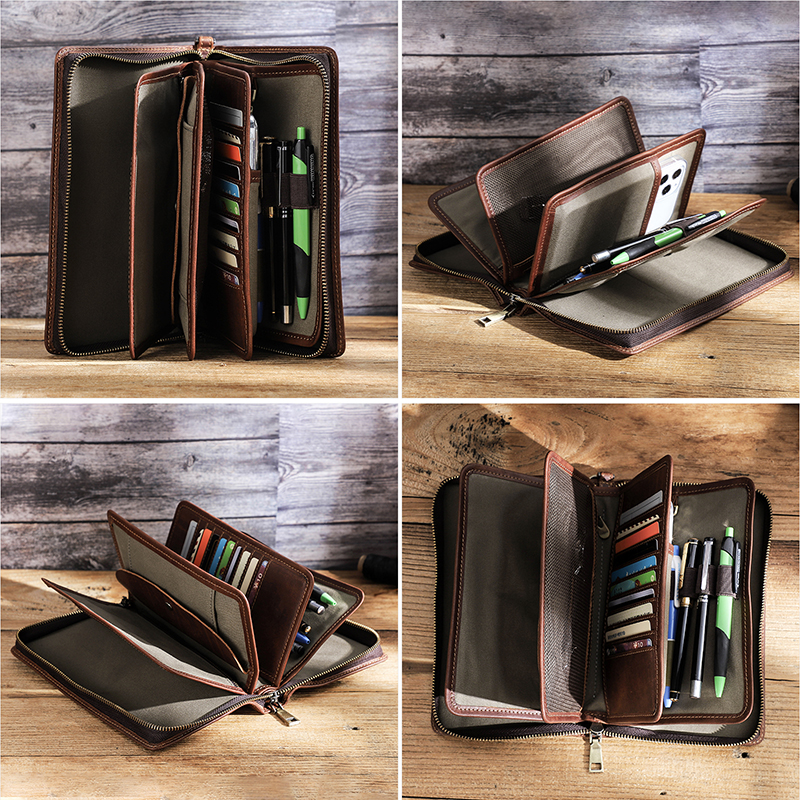 CONTACT'S Genuine Leather Clutch Wallets for Men Long Casual Handbags Male Card Holders Coin Purses Passport Cover Men's Wallets