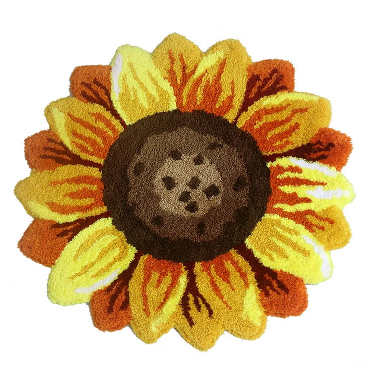 Sunflower Shape Carpet Beside Rugs Kids Pets Playground Area Rug Plush Floor Mat for Living Room Bedroom Coffee Table Home Decor