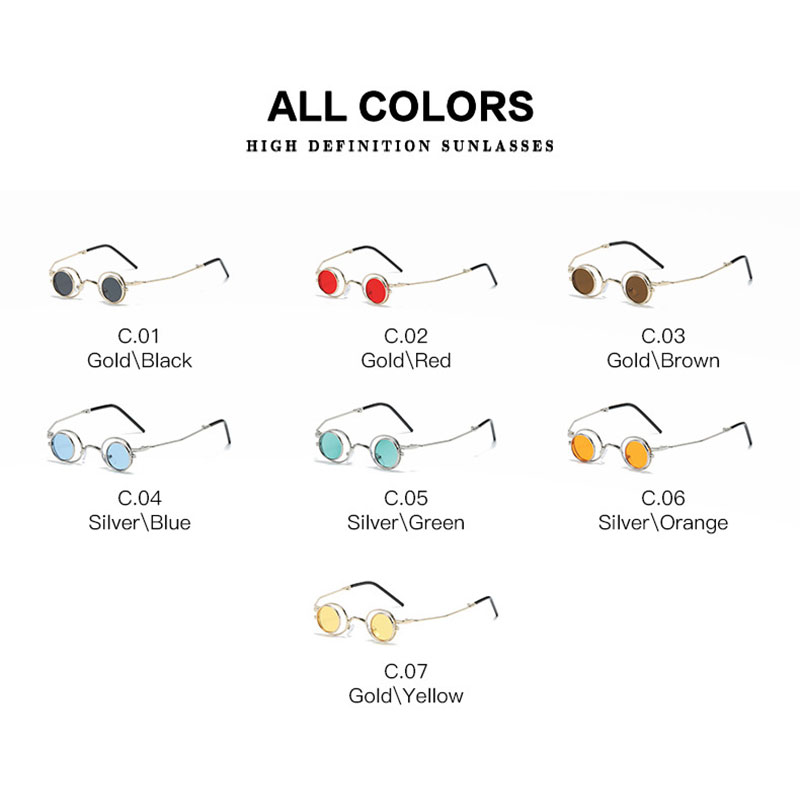 mimiyou Round SteamPunk Flips Sunglasses Women Vintage Fold Small Sunglasses Men Sun Glasses Brand UV400 Eyeglasses Shades