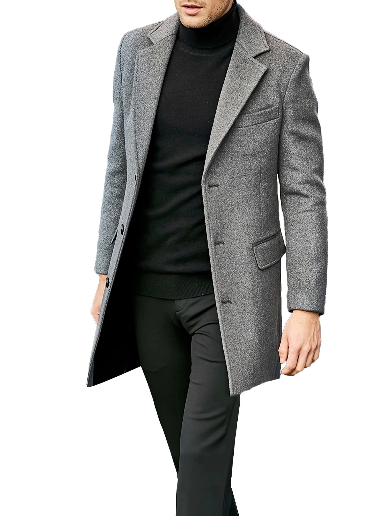 Autumn and winter mens casual woolen coat British trend mens long sleeved woolen suit jacket 241111