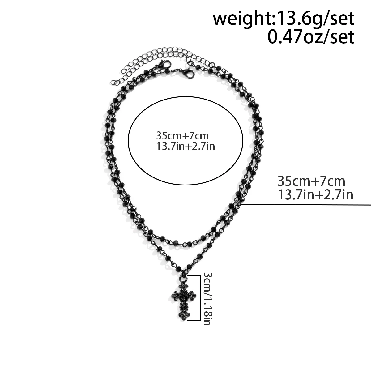 Ingemark Gothic Black Cross Jesus Star Pendant Choker Necklace for Women Punk Vintage Metal Chain Neck Jewelry Accessories New