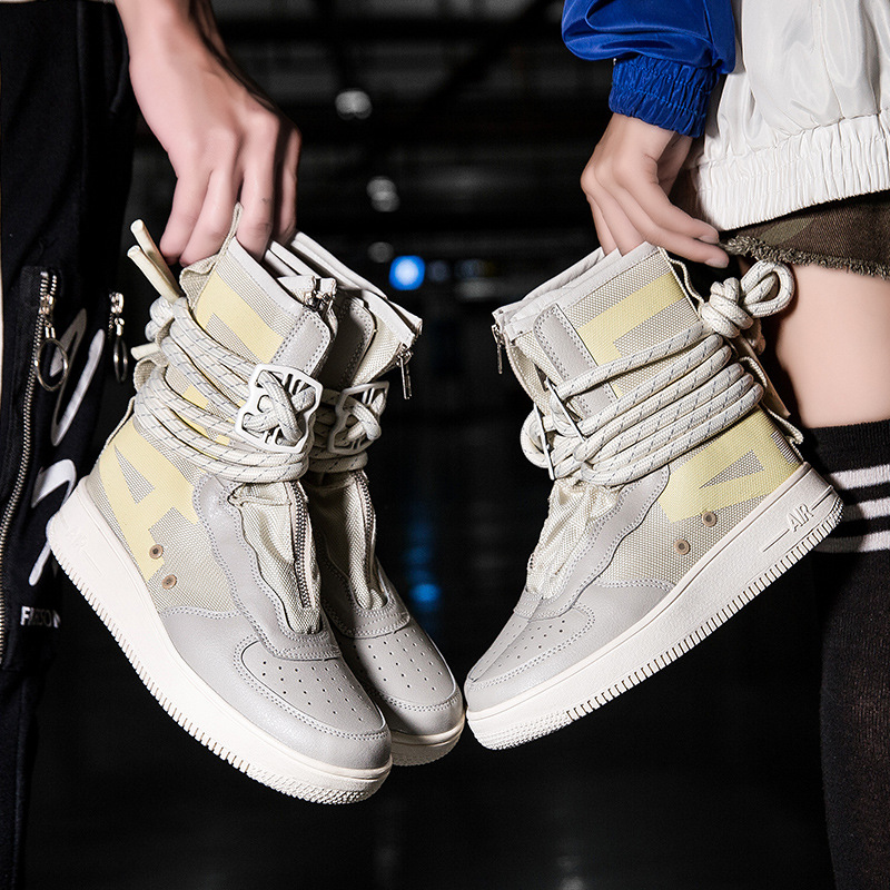 European and American Plus Size Men's and Women's New Zipper High Top Board Shoes Size36-46.