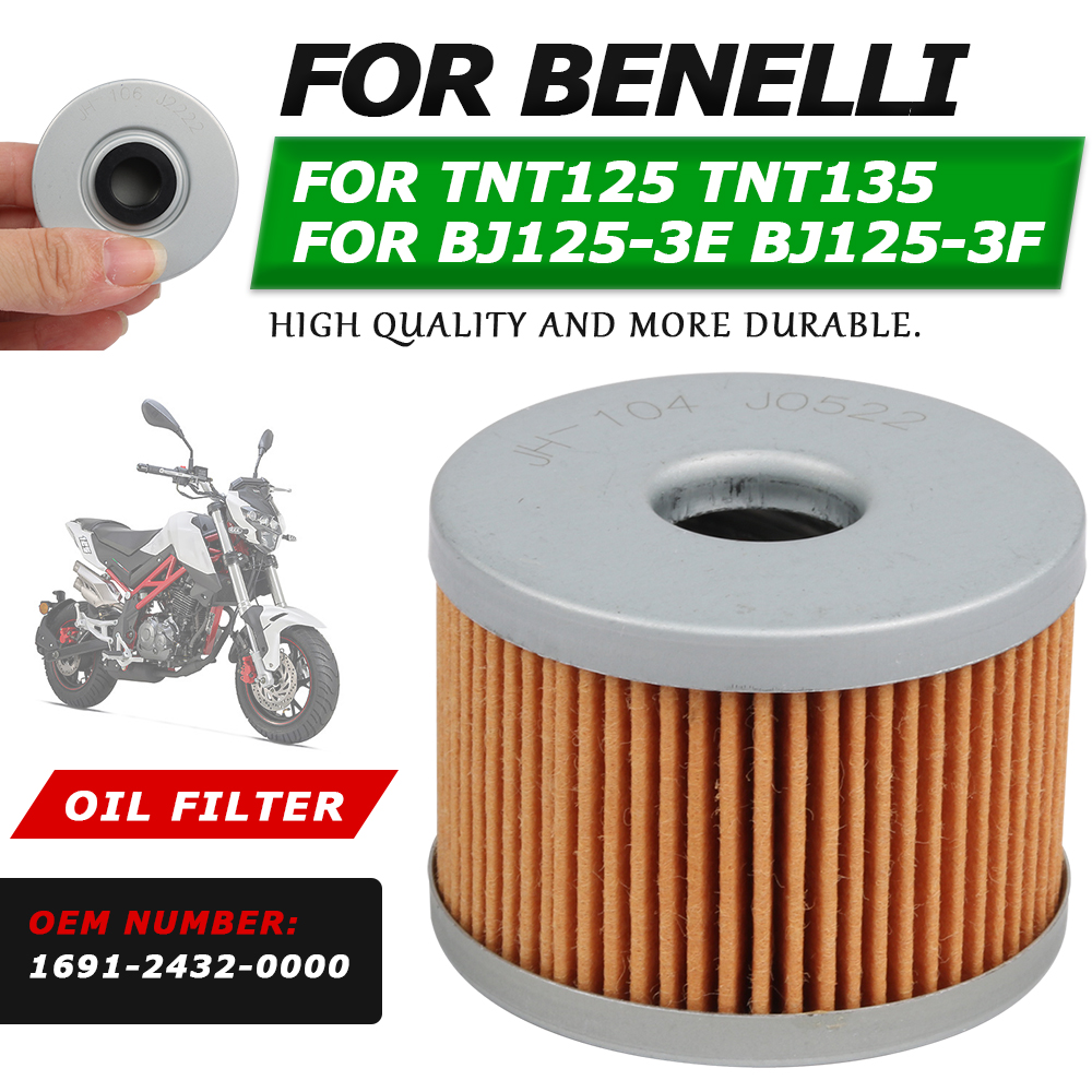 For Benelli TNT125 BJ125-3E BJ125-3F Motorcycle Accessories Oil Filter Gas Fuel Spare Parts 1691-2432-0000