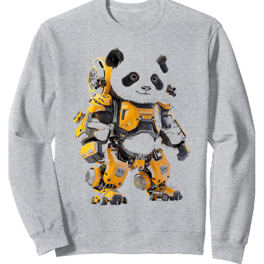 Long Sleeve Shirts for Men sweatshirt Panda Bear Robot Cyborg Mech Suit Android Gift Sweatshirt T shirt Tee Streetwear Casual tops clothes