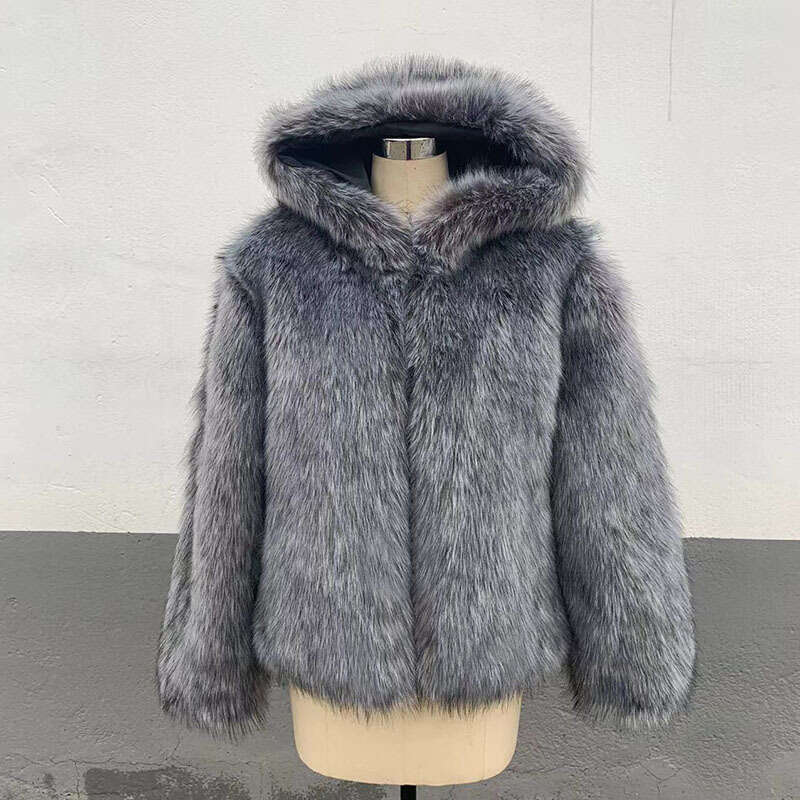 shanshi fur coat women Winter women's high-quality imitation raccoon fur coat, luxurious loose fitting hooded thick warm oversized coat