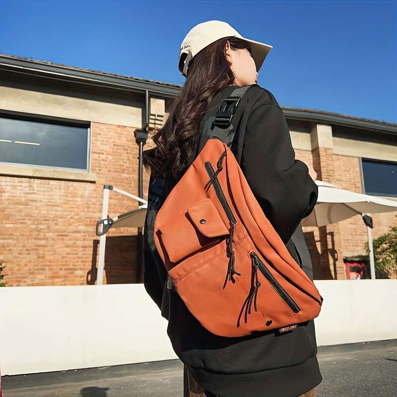 Fashion Large Capacity Chest Bag, Nylon Multi Pockets Casual Crossbody Fanny Pack For Outdoor Sport Travel .