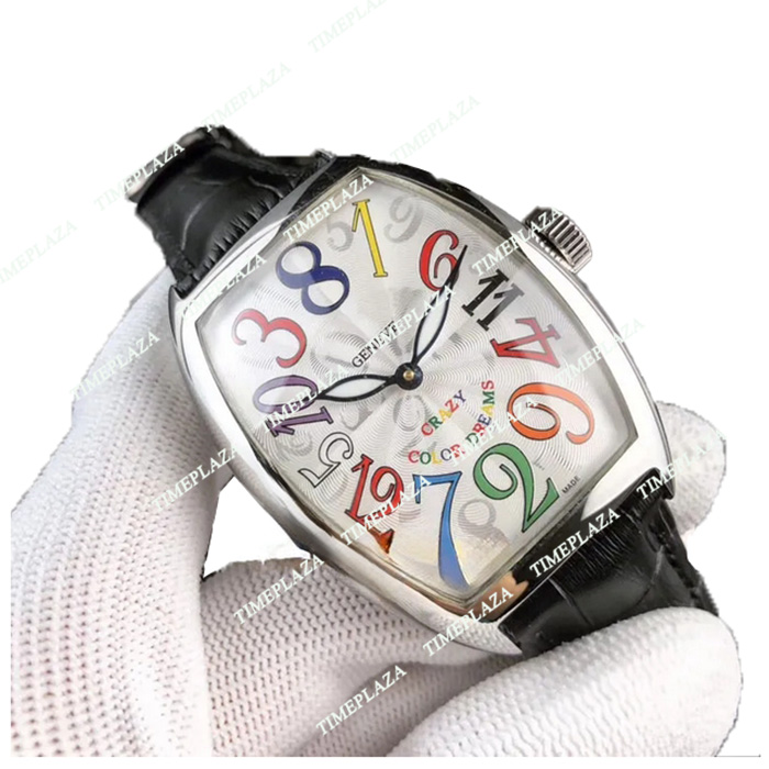 2024 New Franck Muller Crazy Hours 8880 CH Color Dreams Men's Watch - 18K Rose Gold, White Dial, Leather Strap