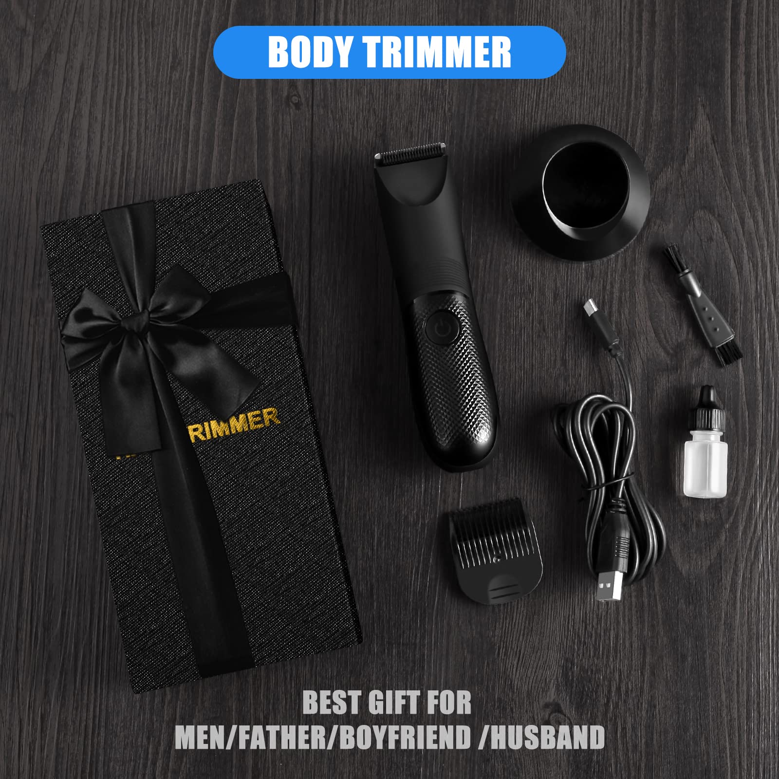 Body Hair Trimmer for Men Electric Groin Hair Trimmer Rechargeable Ball Shaver Groomer Replaceable Ceramic Blade Heads Waterp