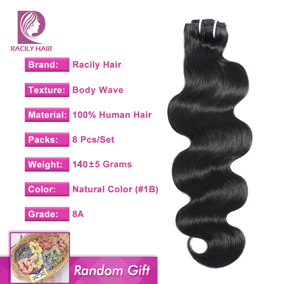 Clip In Hair Extensions Human Hair 140Gram Body Wave Clip In 8Pcs/Set Full Head Brizilian Wavy Clip Ins Hair Natural Remy Hair 07f5b
