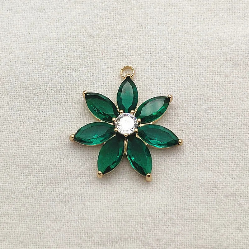 incoming 28x25mm 30 pieces transparent glass charm copper flower pendant used for handmade necklaces/earrings DIY accessories jewelry discovery 241108