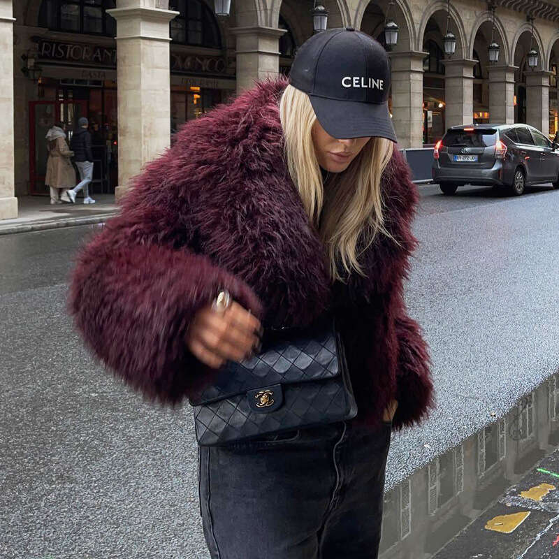 shanshi fur coat women Women's winter fashion short fur effect jacket