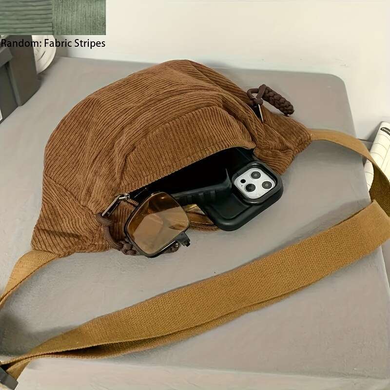 Fashion Corduroy Minimalist Chest Crossbody Bag, Casual Style Fancy Pack bum bag fanny pack for Outdoor Travel And Sports .