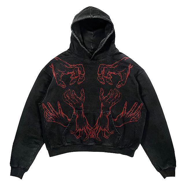 American Retro High Street Goth Print Hoodie Ladies Harajuku Sweatshirt Ladies Loose Pullover Ins Men Long Sleeve Clothes Tops