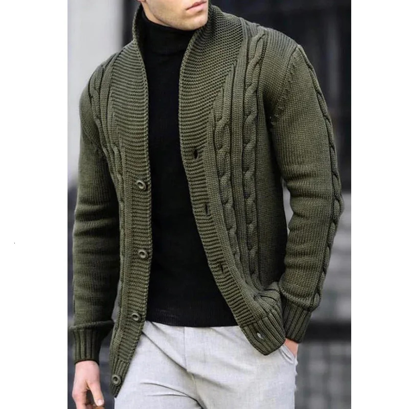 Autumn and Winter Mens Casual Warm Coat Sweater Cardigan Longsleeved Zipper 241111