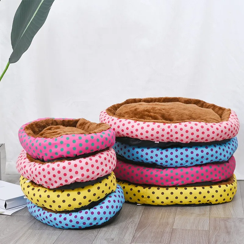 Pet Bed Warm Winter Dog Cat Bed Soft Wool Point Design Pet Nest With Removable Mats Octagonal Shape Kennel Cat Dog Sofa Bed