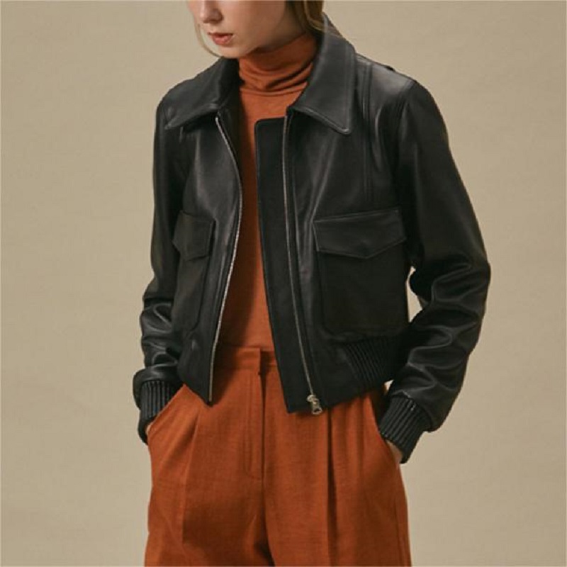 Sheepskin Leather Jacket Women Spring Autumn Vintage Locomotive Short Baseball Lapel Casual Loose Real Leather Chaquetas Bomber