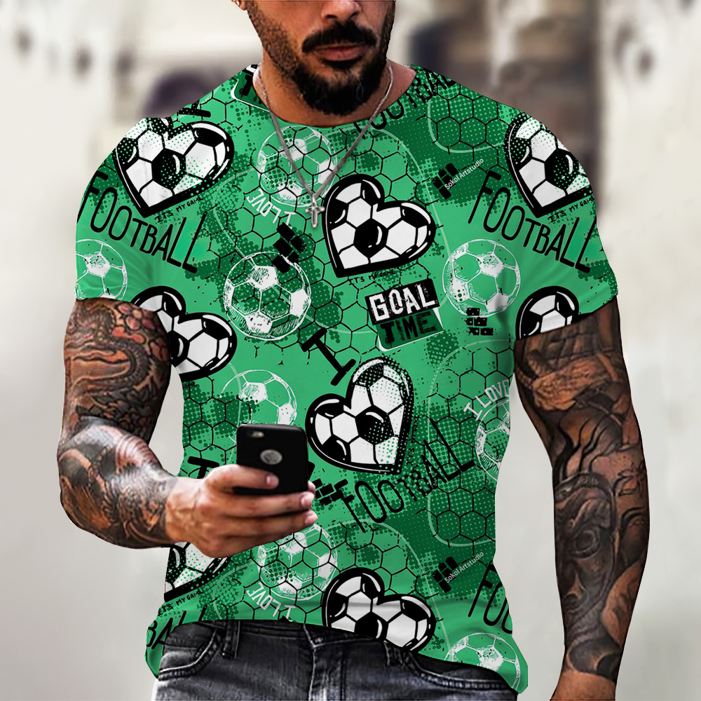 Men's Summer Casual Clothing Football Jerseys Streetwear 3D Printed T Shirt Oversized CrewCollared Harajuku Short Sleeve Tee Top