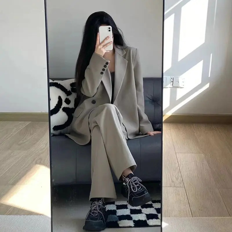 Fashionable Casual High-End Jacket Womens Autumn And Winter Korean Version Loose Thin Two-Piece Set 241111