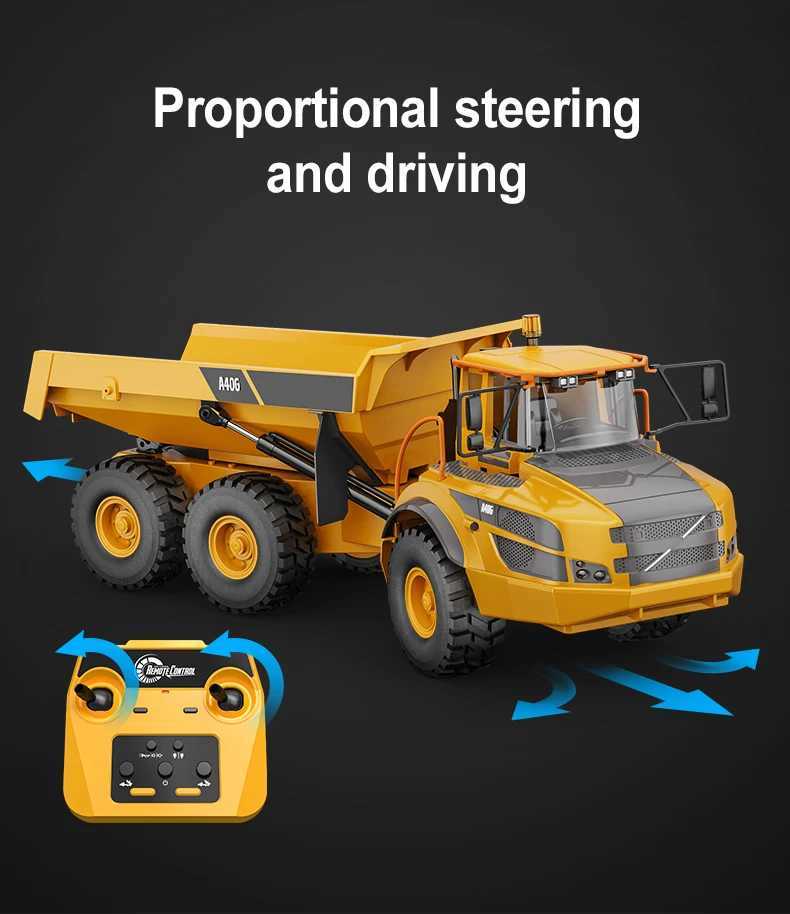 Free shipping Electric/RC Large RC truck 1 20 Double E E591 A40G Rc Dumper Cars Trucks Remote Control Tractor Articulated Dump Engineering Car toys
