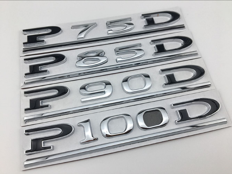 P75D P85D P90D P100D Underline ABS Letters Emblem for Tesla Model 3 Model X Model S Car Styling Trunk Badge Sticker Red Black