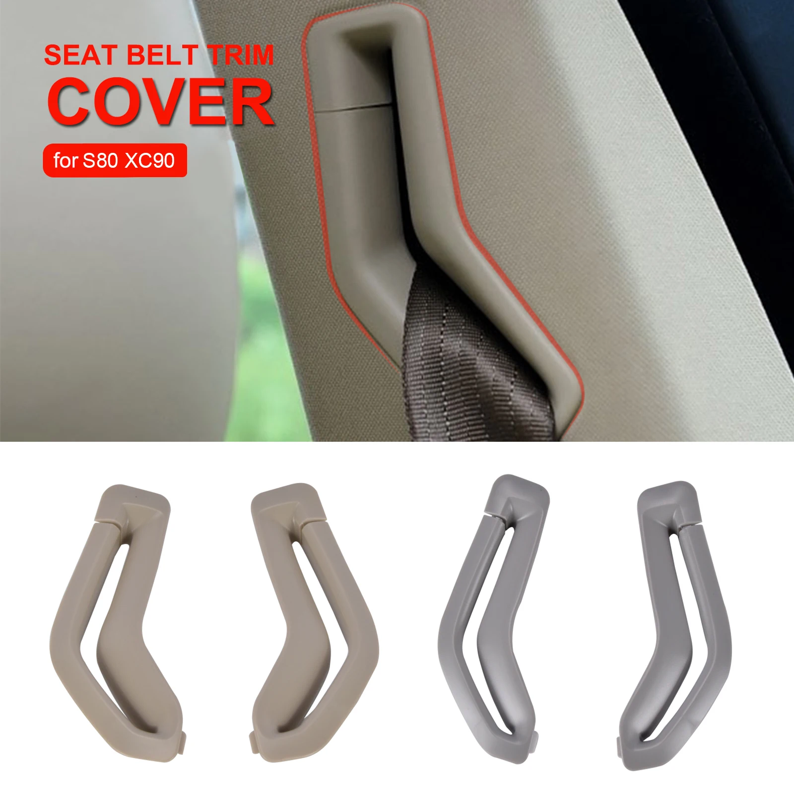 Beige Left Right Seat Belt Retractor Guide Ring Belt Selector Gate Seat Belt Trim Cover For Volvo S80 XC90 39885877