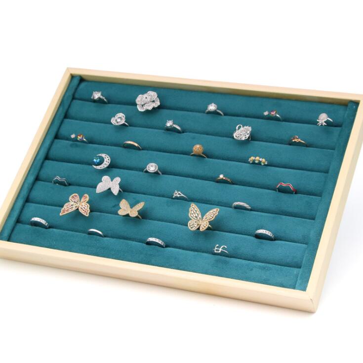 Wooden Green/Unqiue Beige Vevlet Case Necklace Organizer Jewlery Packaging Gift Box Ring Earring Holder Bracelet Stand Wholesale