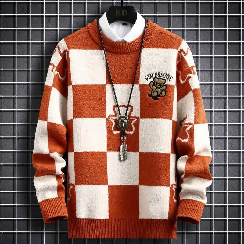 High Quality 20 pieces of winter hip-hop printed loose mens sweaters high-end cashmere sweaters mens clothing plain weave Christmas plow T241111
