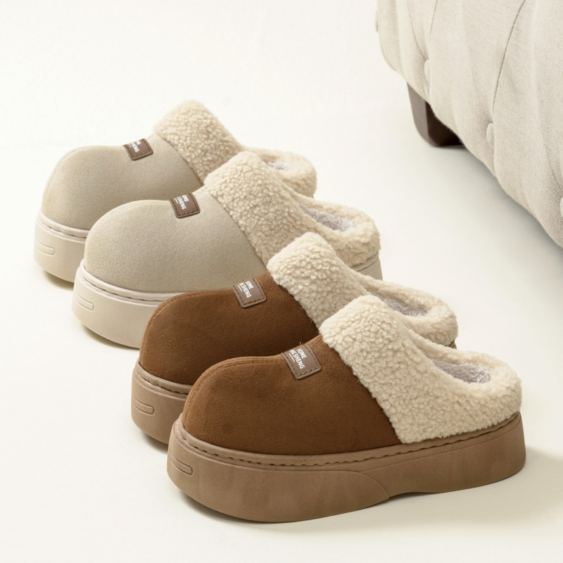 New Home Furnishings NEW Autumn and Winter Thick Bottom Veet Warm Cotton Slippers.