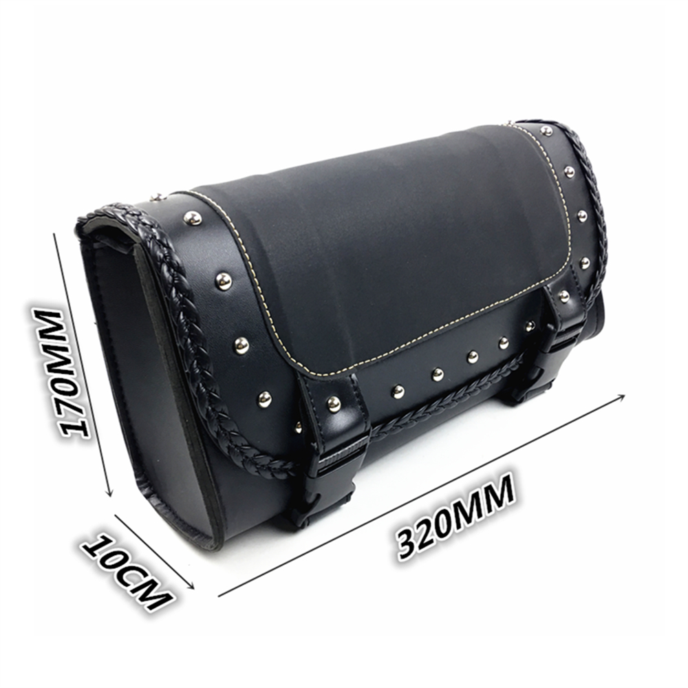 Motorcycle Front Fork Bag PU Leather Side Tool Pouch Retro Saddlebag Black Waterproof For Harley Honda Yamaha Suzuki