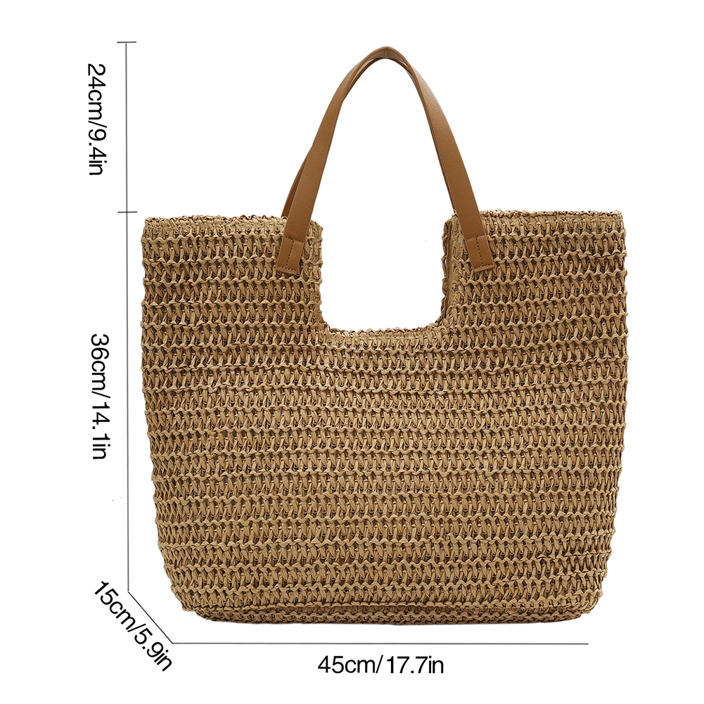 Summer Straw Bags for Women Shoulder Bags Handbags Rattan Woven Top Handle Bag Hollow Raffia Crochet Beach Bag Casual Totes 2023