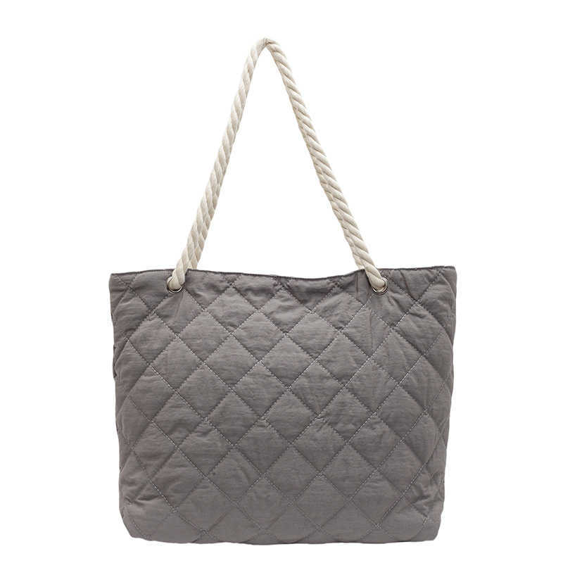 autumn winter diamond grid casual women's bag cotton clothing bag versatile cloth bag women's winter versatile 241115