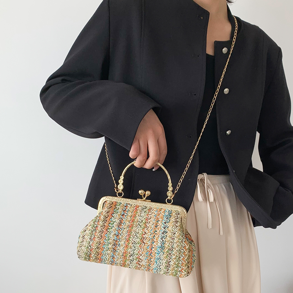 Women Fashion Crossbody Bag Colourful Ladies Hobo Bag Straw Girl High-quality Large Bag Casual Hasp for Summer Beach Vacation
