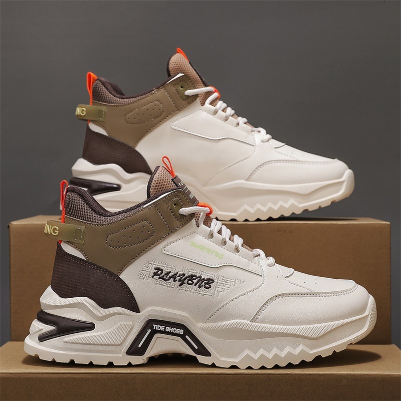 Xiao Bai High Top Board Korean Edition Fashion New Thick Sole Casual Sports Men's Dad Trendy Shoes