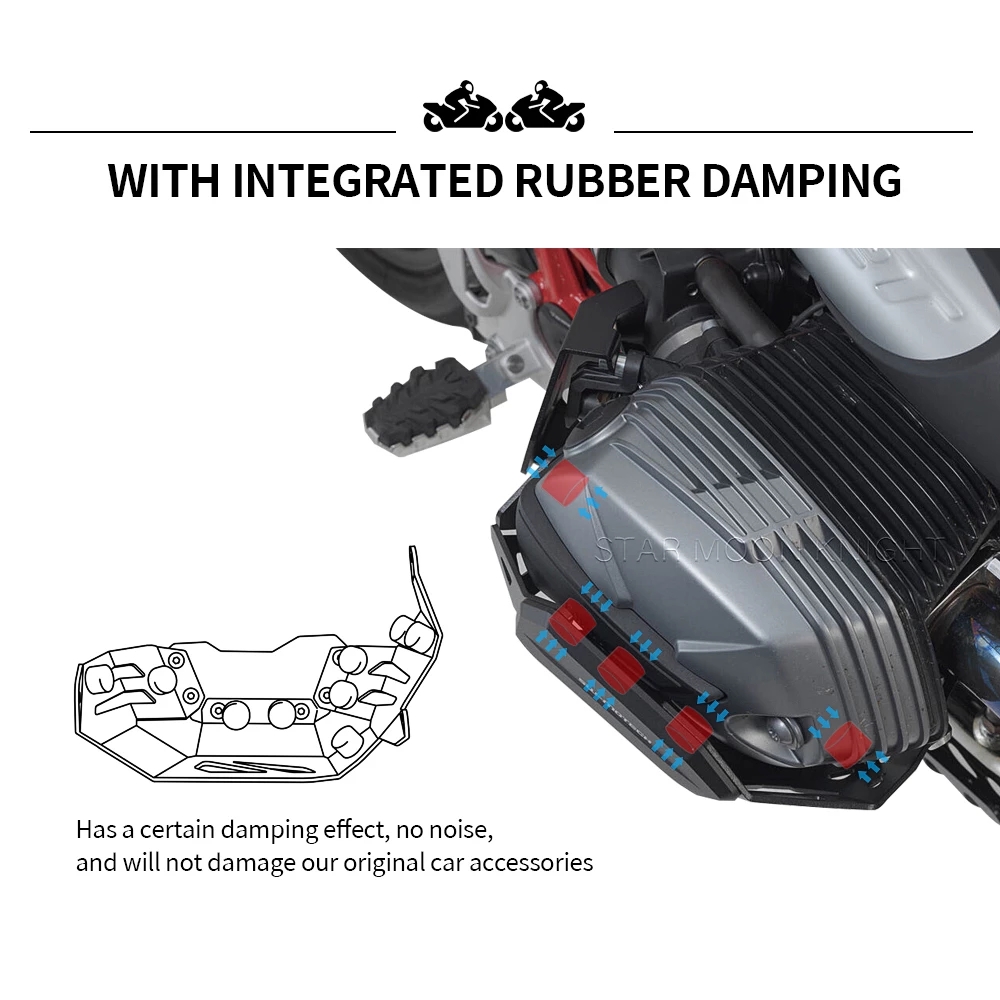 Protectores de culata negros para R1200R R1200GS R 1200 GS R RnineT R nineT, cubierta protectora de motor de motocicleta 01d0a