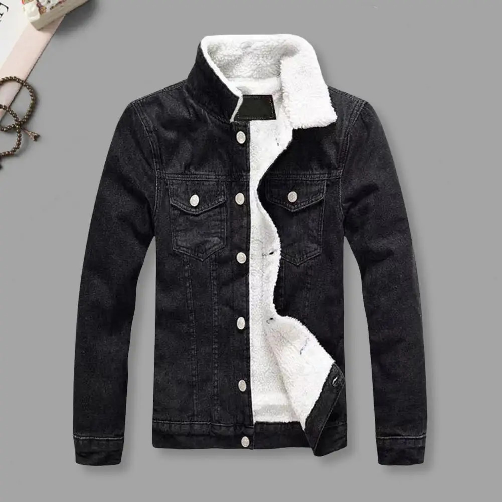 Winter mens thick jacket and Coats warm wool denim jacket fashionable mens black retro mens coat Plus large size 3xl 241108