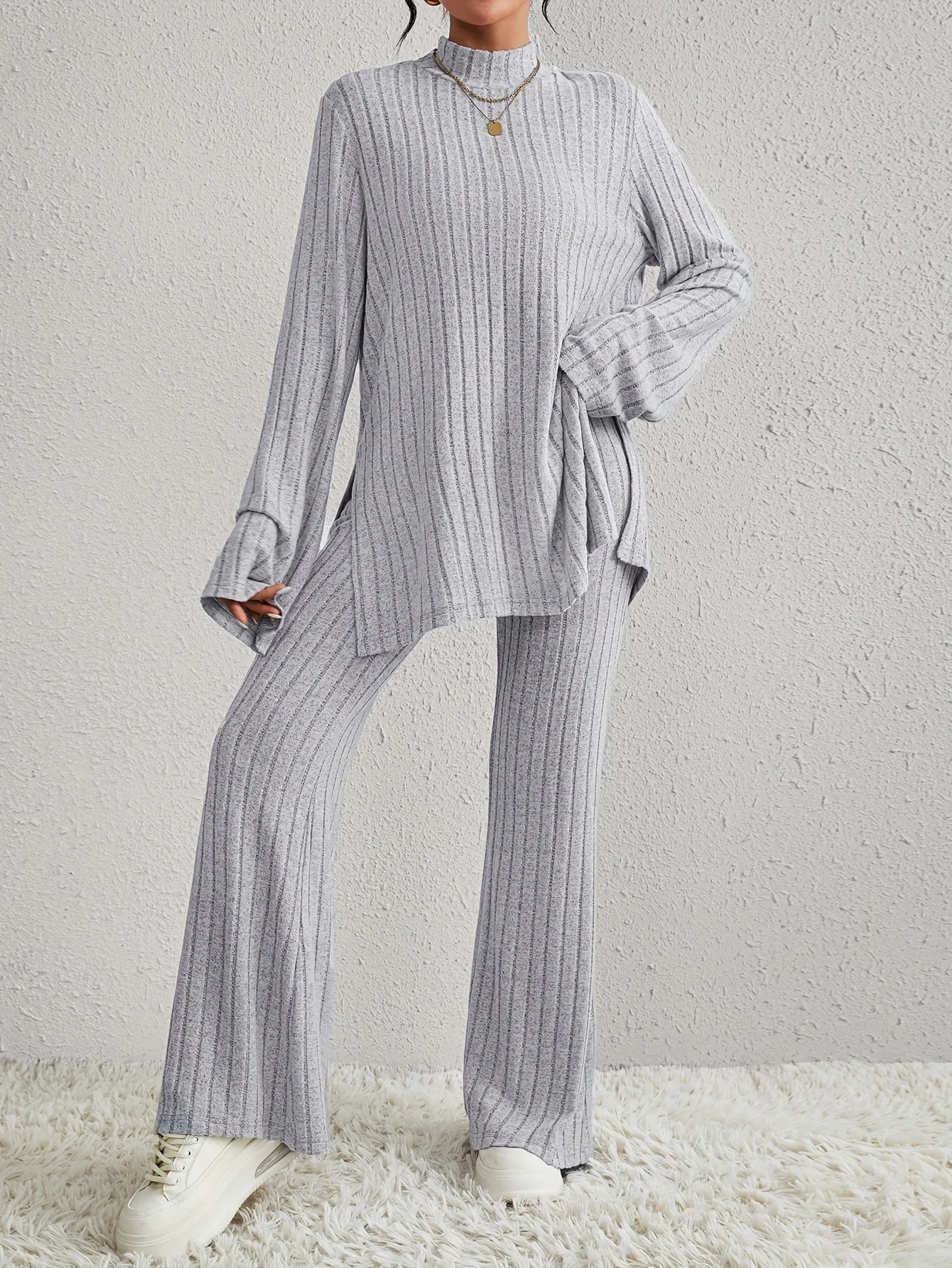 ned bottoming autumn and winter longsleeved versatile daily elegant personalized womens pants matching suit 241108