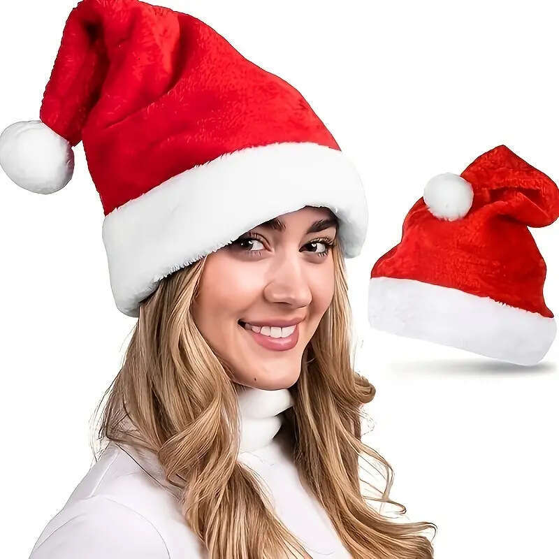 thick brimless christmas hat with added for adults children long and short veet decorations
