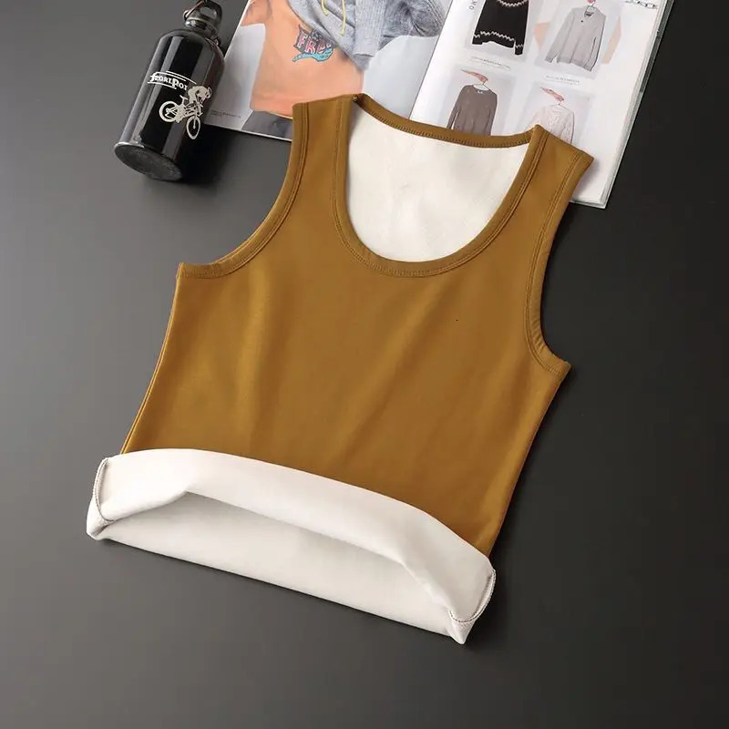 Autumn Winter Mens High Quality Thermal Underwear Tops Body Sleeveless Vest Invisible Warm Thick Underwears Top Men W22 241111