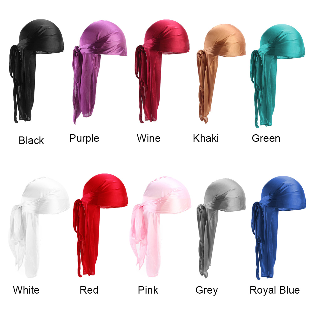 1PC Unisex Adult Bandana Pirate Hat Satin Long Tail Doo Rag Durag Bandanas Cap Men Women Silk Durag Turban Hijab Hat Chemo Cap