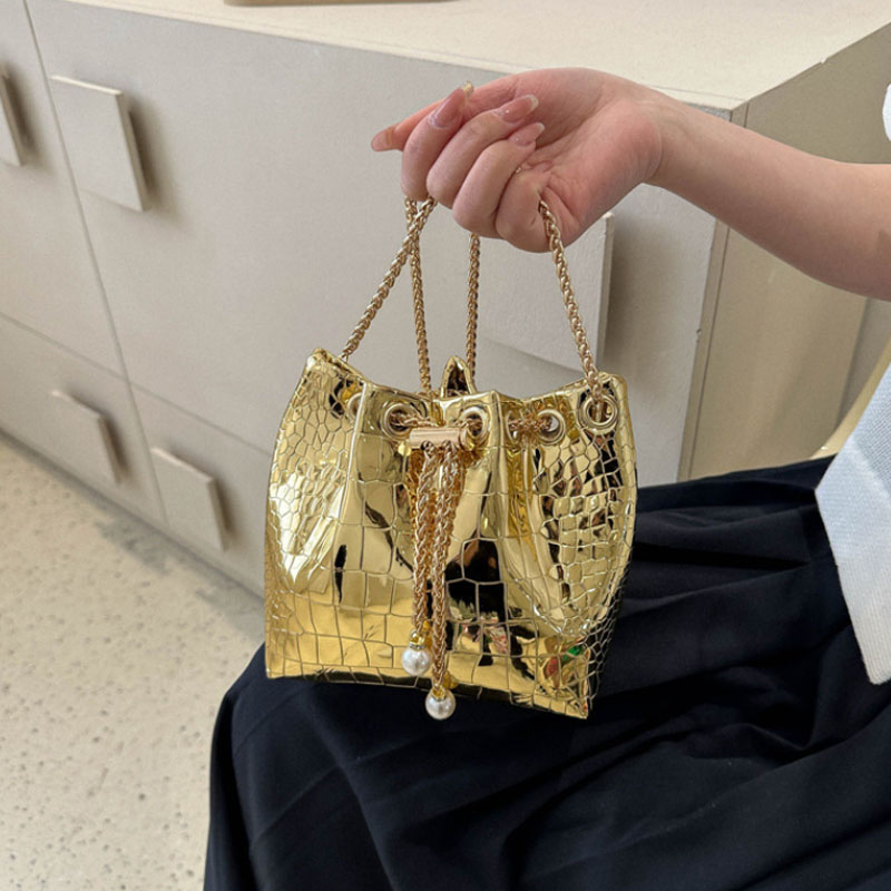 2023 Trend Sequin Women Shoulder Bag Chain Crossbody Bucket Handbag Tote Female Messenger Bags for Women Ladies Designer Bag