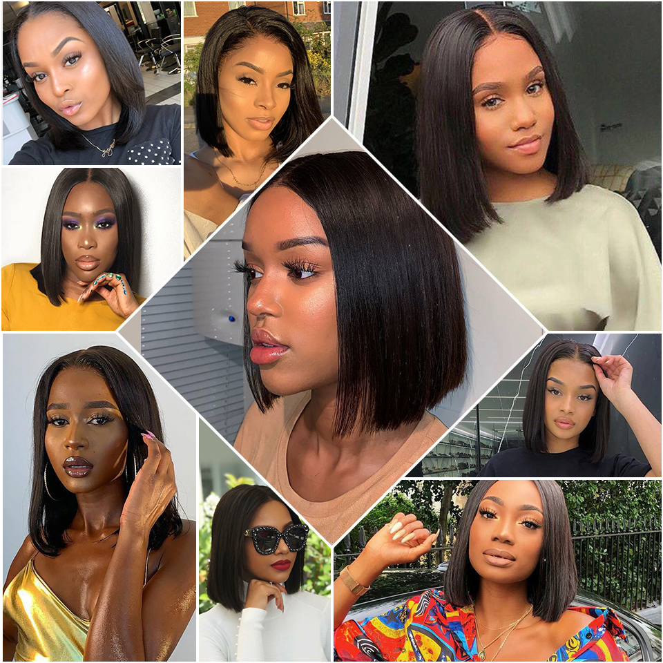 12A Peruvian 13x4 Short Bob Straight Wig Human Hair Wigs 4X4 Transparent Lace Bob Wig Pre Plucked With Baby Hair For Black Women