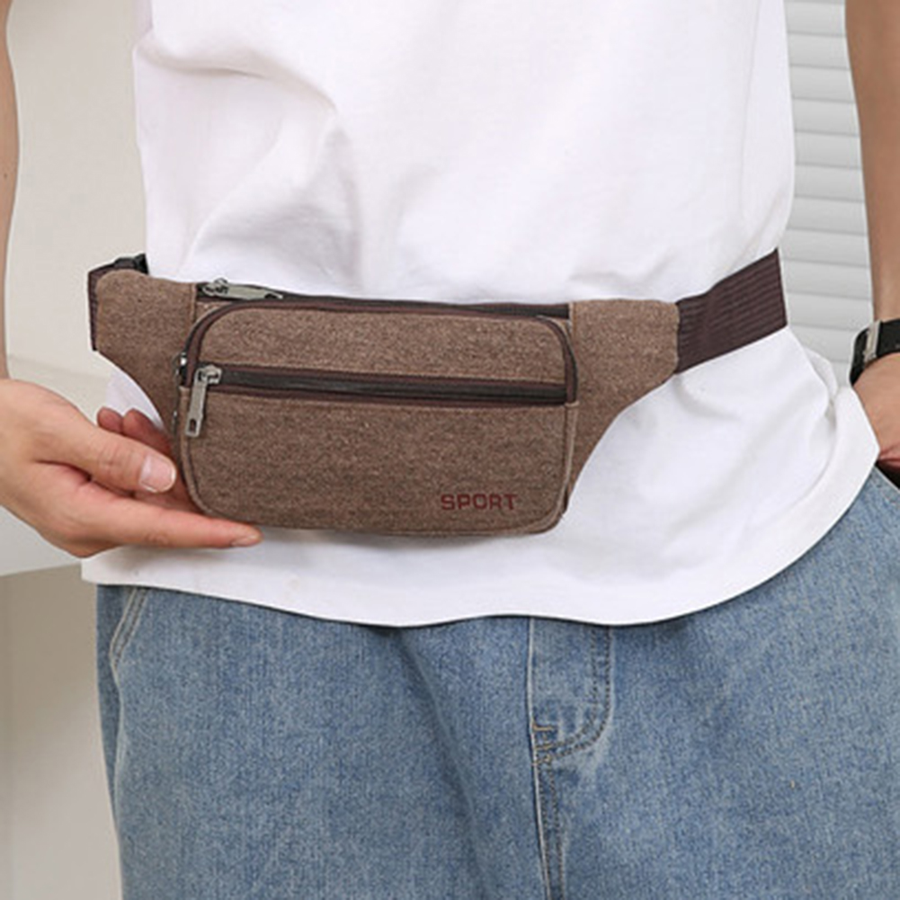 Canvas Running Waist Bag Lightweight Running Storage Bag Portable Elastic Breathable Adjustable Shoulder Strap for Outdoor Sport 59615 5 9990b