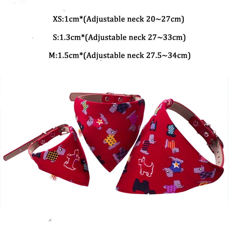 Adjustable Leather Dog Collars Puppy Neck Scarf Personalized Print Design Cat Slobber Towel Chihuahua Neckerchief Pet Supplies