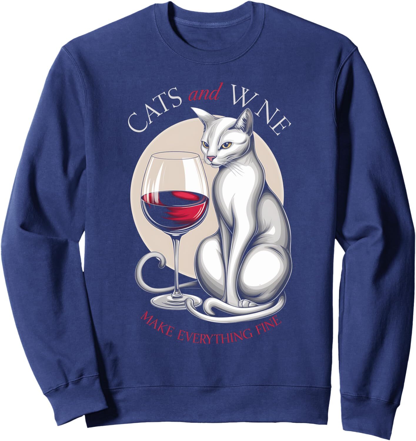 Long Sleeve Shirts for Men sweatshirt Cats Wine Make Everything Fine Pet Lovers Humor Design Sweatshirt T shirt Tee Streetwear Casual tops clothes