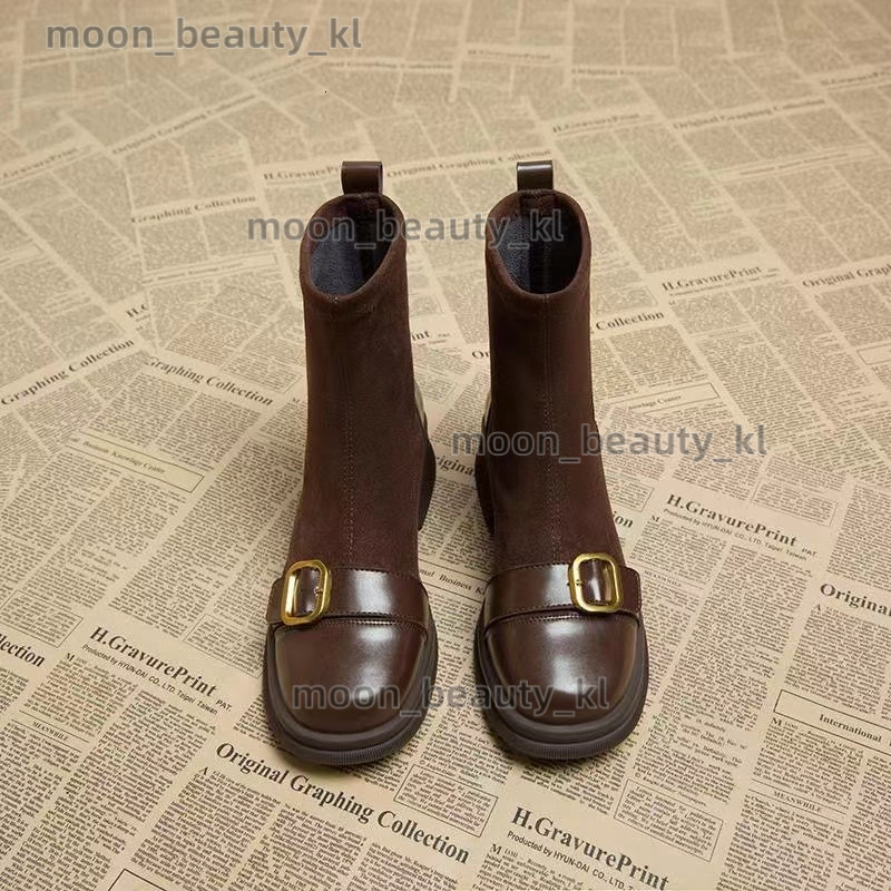 Designer Boot Retro Slim Boots, Fashion Brown Socks Boots, Women's 2024 Trendy Autumn And Winter Stylish Short Boots, Ankle Boots 706