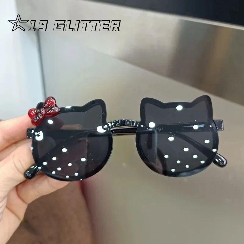 Summer Children Cute Kitty Sunglasses Acrylic Bow Outdoor UV Protection Sun Glasses Baby Girls Classic Kids Boy UV400 Eyewear 240326 Z260305
