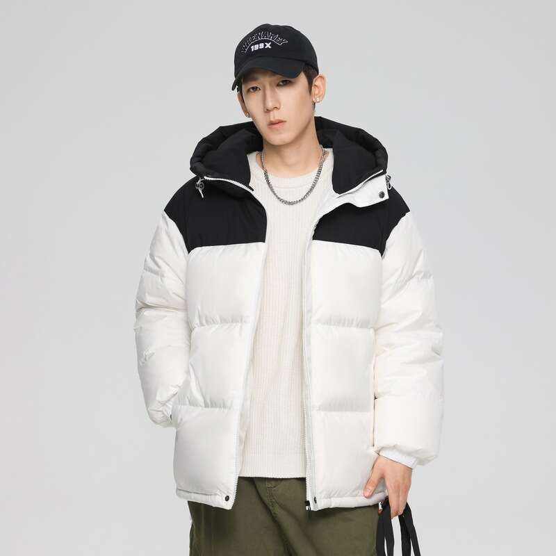 2024 Autumn Winter New Jacket Men's Solid Color Hooded Loose And Warm 90 White Duck Down Couple's Style